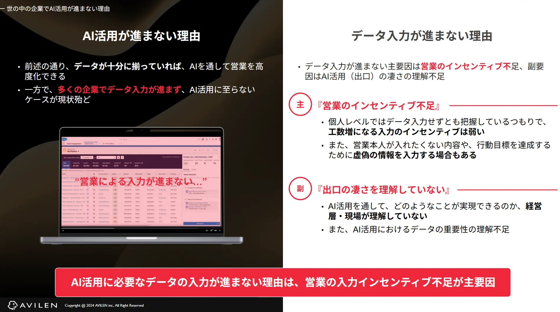 世の中の企業でAI活用が進まない理由