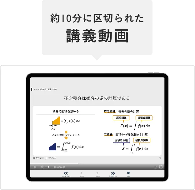 約8分に区切られた講義動画